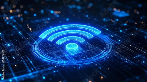 Abstract digital network with wifi symbol, technology concept background, connectivity