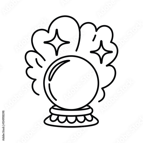 Simple Line Art Illustration of a Fortune Teller s Crystal Ball