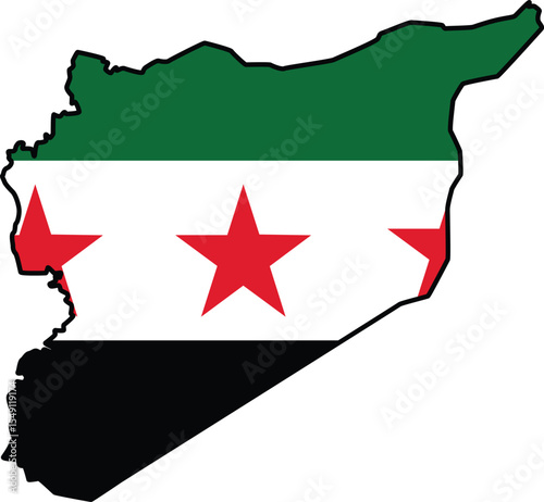 Map with Syria Flag Design on White Background
