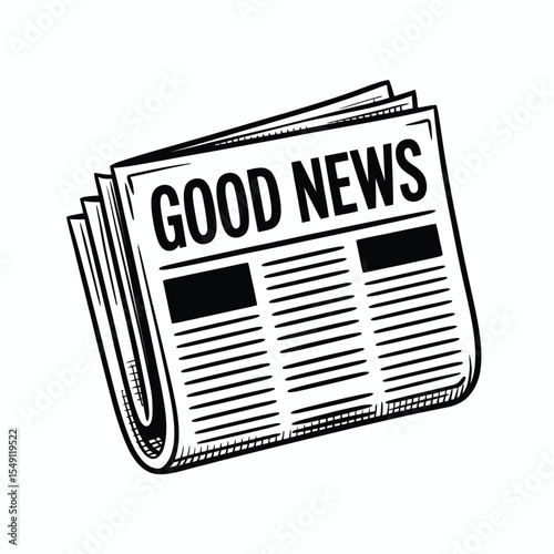 Black and White Newspaper with the Headline Good News
