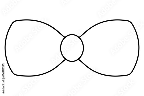 Bow. Sketch. Vector illustration. Cute bow tie. Outline on isolated white background. Doodle style. Coloring book for children. Idea for web design.