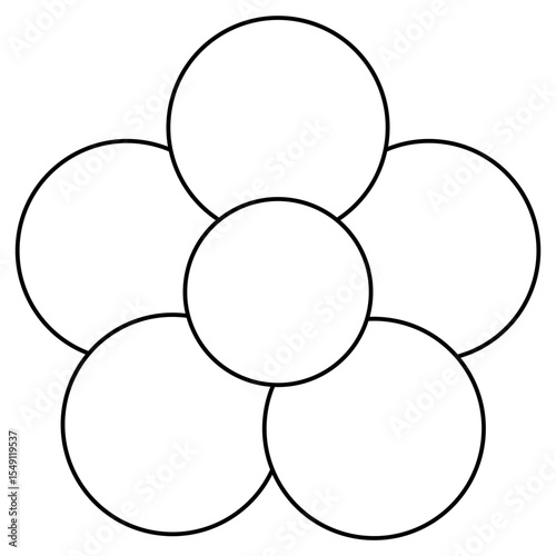 Open flower petals. Sketch. Vector illustration. Blooming inflorescence. Open flower bud. Outline on isolated white background. Doodle style. Coloring book for kids. Idea for web design.