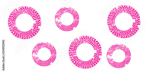Twisted ping ink vector line pack. Hand drawn long and rounded brush strokes, highlighted text, frames, circles. Modern Asian calligraphy.