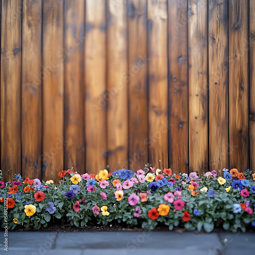 flowers on wooden background