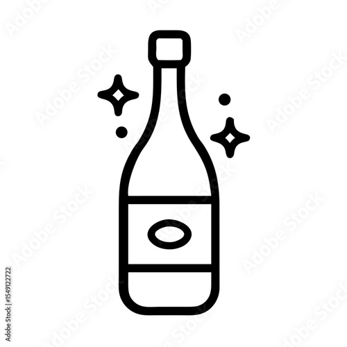 Sparkling champagne bottle with festive elements around it  
