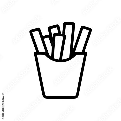 Outline of a container with French fries in minimal style  