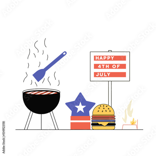 Flat BBQ Set Celebration – Classic ‘Happy 4th of July’ Backyard Cookout