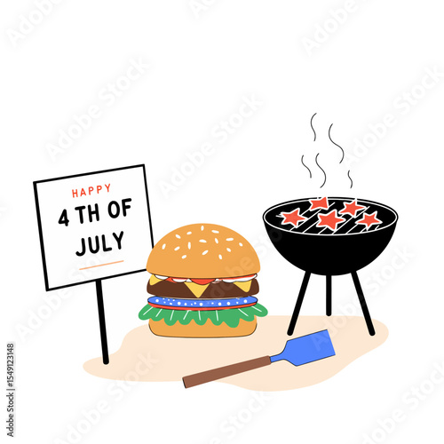 Flat BBQ Set Celebration – Classic ‘Happy 4th of July’ Backyard Cookout