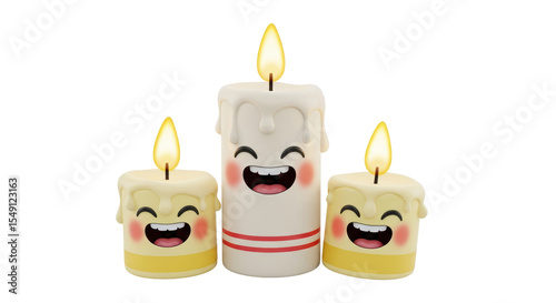 Isolated Smiling Cartoon Candles