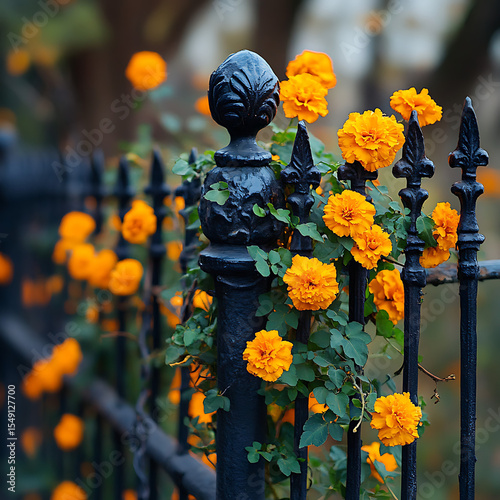 yellow flowers on the fence