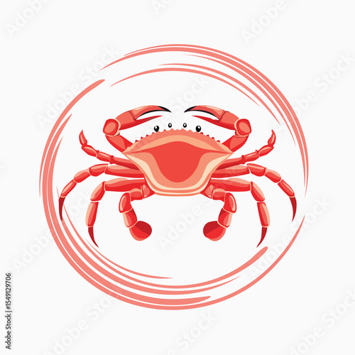 King Crab in a Whimsical Scene with Vibrant Swirl Motions All Around.