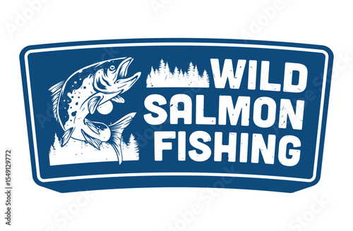 Wild Salmon Fishing Badge Design