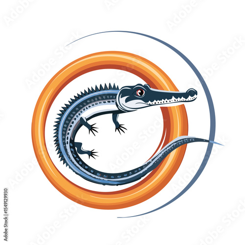 Alligator Gar in a Whimsical Scene with Vibrant Swirl Motions All Around.