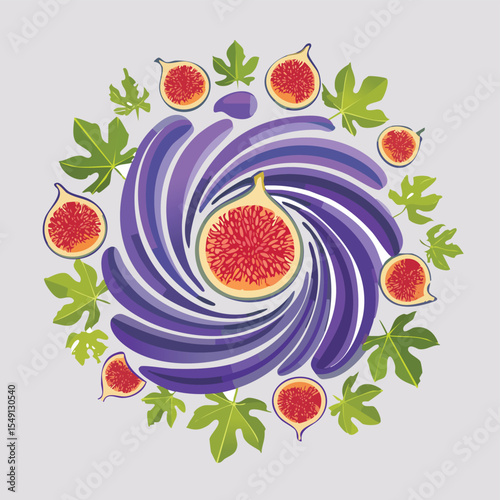 Fig in a Whimsical Scene with Vibrant Swirl Motions All Around.
