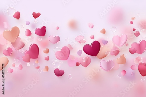 Abstract falling hearts with soft pink and red colors romantic love celebration background for Valentine's Day or special occasion