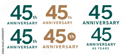 45 Anniversary celebration 45 Years in dark green & Gold colour