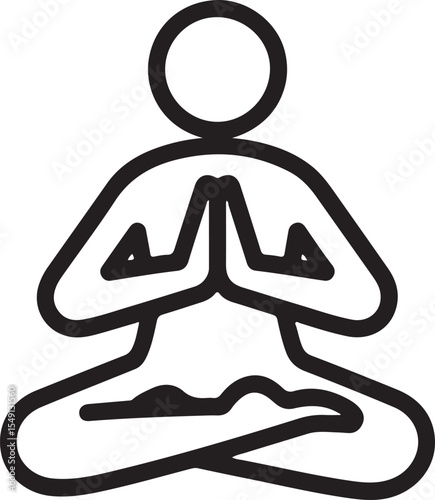 Minimalist Line Art Illustration Depicting a Person in a Yoga Meditation Pose, Ideal for Wellness and Mindfulness Themes with Simplicity and Elegance