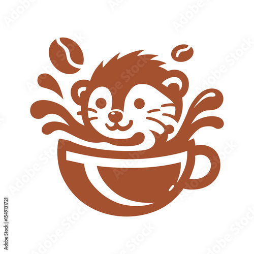 Otter enjoying a coffee