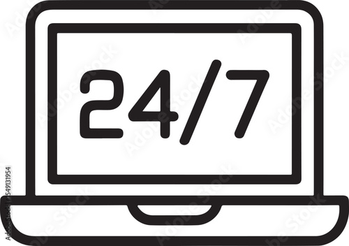 Laptop Screen Displaying 24/7 Service Hours A Symbol of Constant Availability and Customer Support Technology and Convenience Combined