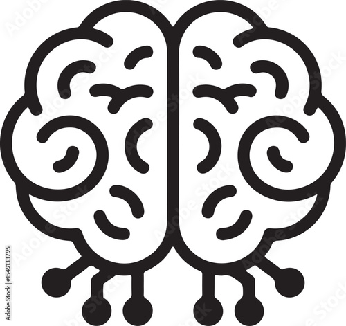 Abstract Brain Silhouette Depicting Artificial Intelligence Futuristic Technology and Neural Network Deep Learning Innovation with Futuristic Minimalist Icon Design