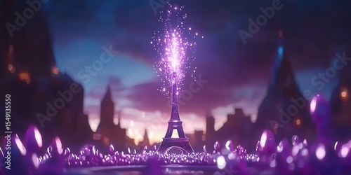 Magical View of Eiffel Tower Surrounded by Sparkling Lights