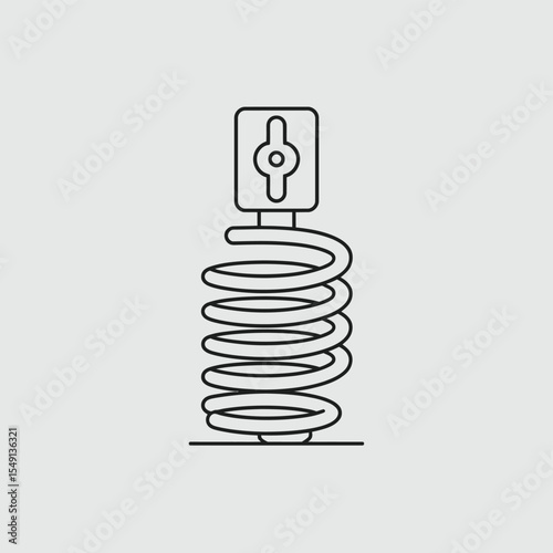 Line Art Illustration of a Spring with a Square Top