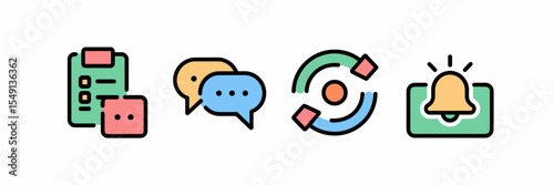Vector icon set of modern flat collaboration icons – Perfect for productivity software, project management systems, or teamwork tools