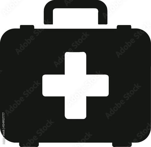 first aid silhouette vector, black first aid icon, emergency kit silhouette,