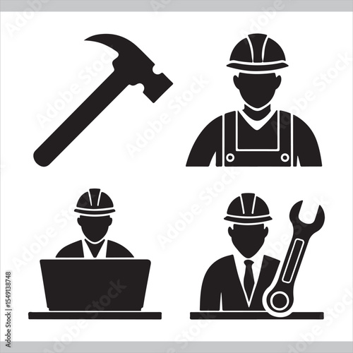 A vector set of funny cartoon construction workers and mechanics, perfect for business or job-related illustrations