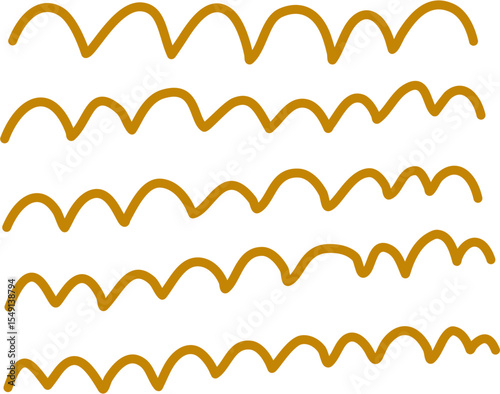 Hand-drawn mustard yellow wavy line pattern