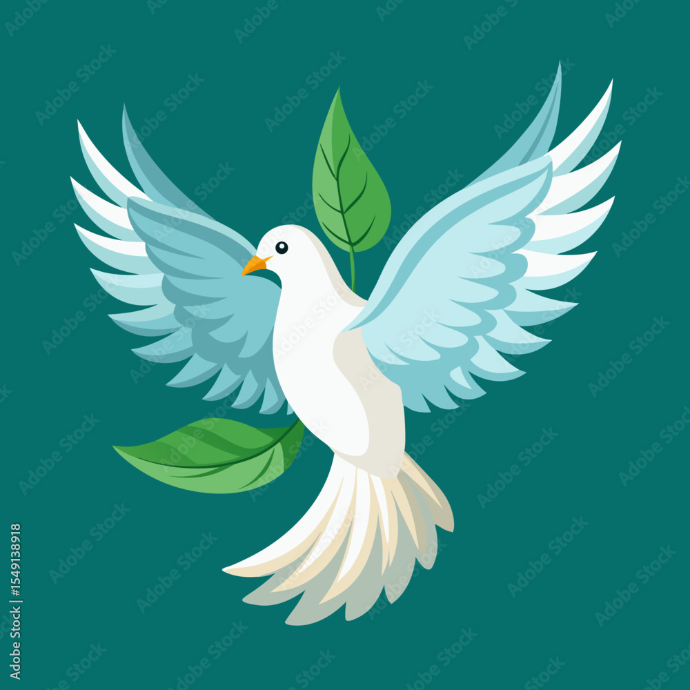 Fototapeta premium White dove of peace with olive branch illustration