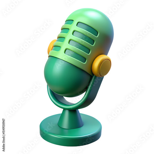 green retro microphone or mike 3d rendering