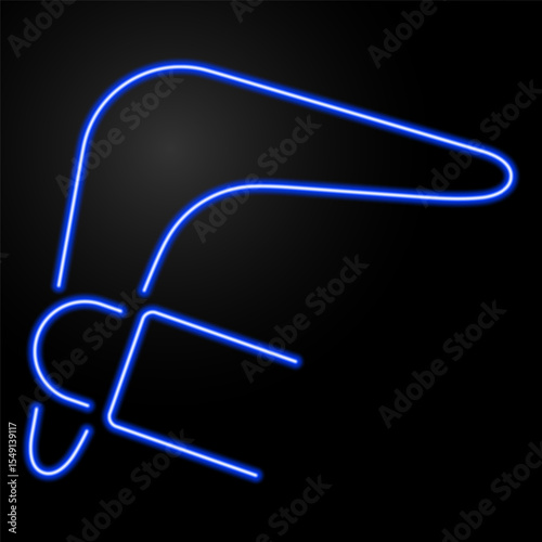boomerang neon sign, modern glowing banner design, colorful modern design trend on black background. Vector illustration.