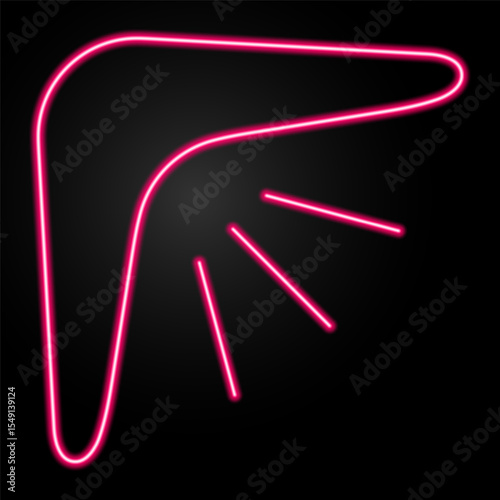 boomerang neon sign, modern glowing banner design, colorful modern design trend on black background. Vector illustration.