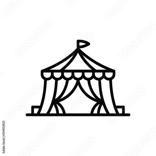 Circus Tent Icon Line Art Graphic Black