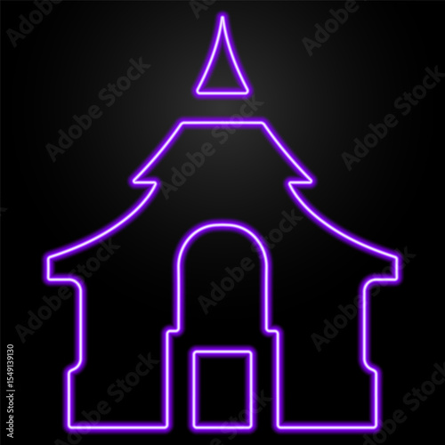 buddhism neon sign, modern glowing banner design, colorful modern design trend on black background. Vector illustration.