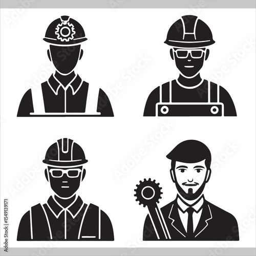 A vector set of funny cartoon construction workers and mechanics, perfect for business or job-related illustrations