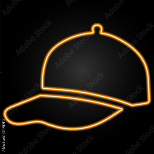 cap neon sign, modern glowing banner design, colorful modern design trend on black background. Vector illustration.