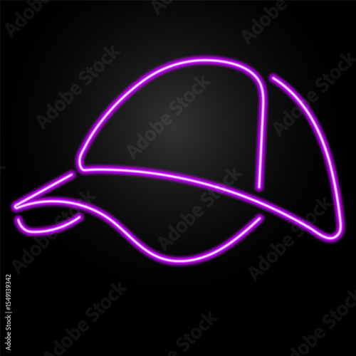 cap neon sign, modern glowing banner design, colorful modern design trend on black background. Vector illustration.