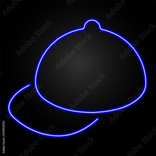 cap neon sign, modern glowing banner design, colorful modern design trend on black background. Vector illustration.