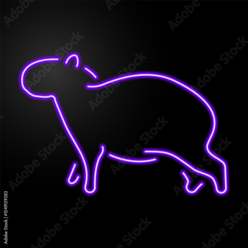 capibara neon sign, modern glowing banner design, colorful modern design trend on black background. Vector illustration.