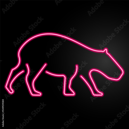 capibara neon sign, modern glowing banner design, colorful modern design trend on black background. Vector illustration.