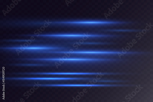 Collection of horizontal glare. Laser beams, horizontal light lines.EPS 10.