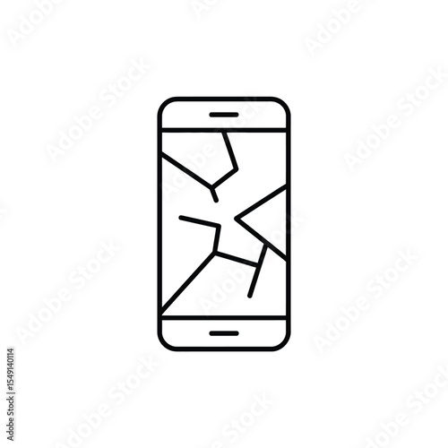 Cracked Smartphone Screen Repair Icon Illustration