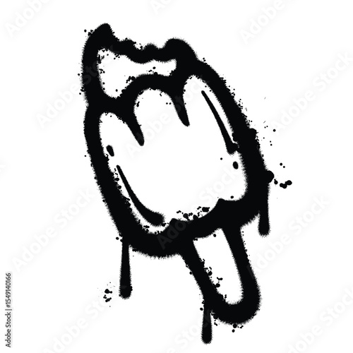 Graffiti Spray ice cream on isolated white background