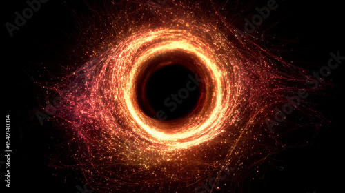 Fiery glowing particle vortex tunnel