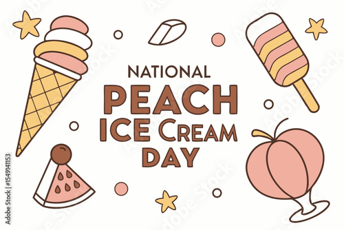NATIONAL PEACH ICE CREAM DAY vector illustration