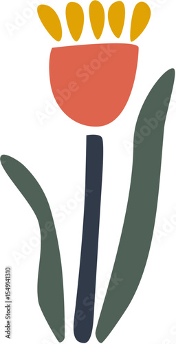 Abstract flower illustration with leaves
