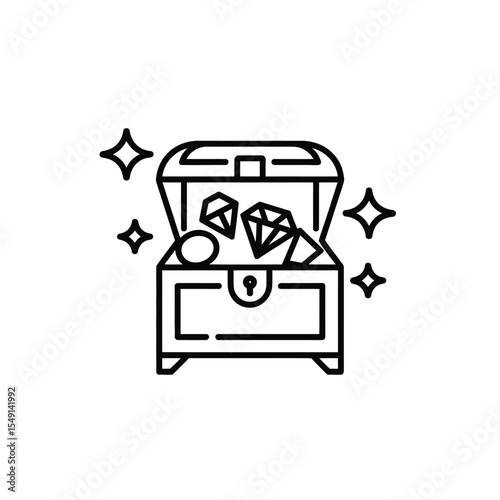 Open Treasure Chest Filled with Sparkling Gems