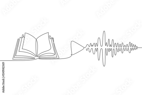 Audio Book Concept Single Line Drawing Open